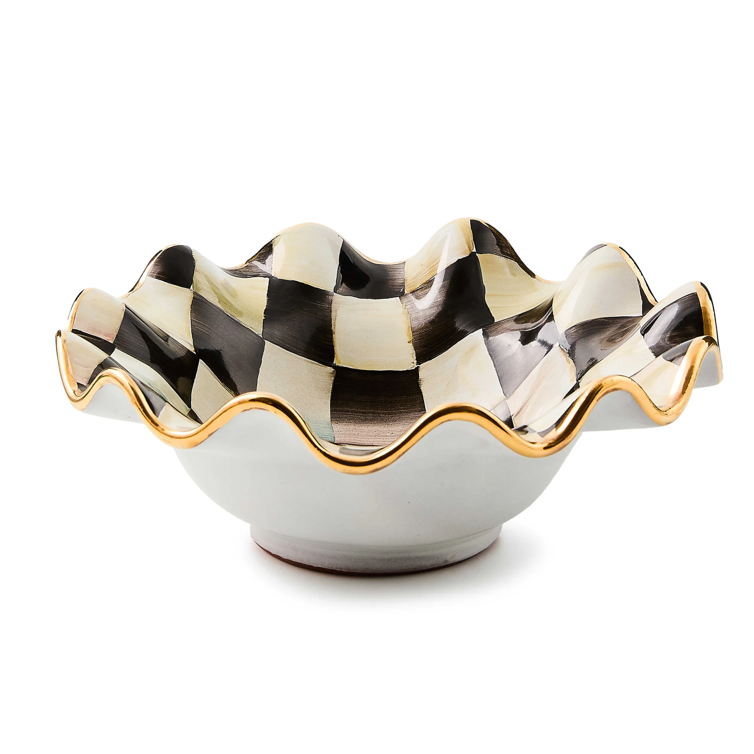 MacKenzie-Childs Courtly Check Ceramic Fluted Breakfast Bowl| Dinnerware & Flatware