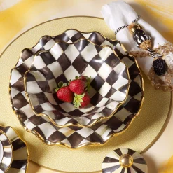 MacKenzie-Childs Courtly Check Ceramic Fluted Breakfast Bowl| Dinnerware & Flatware