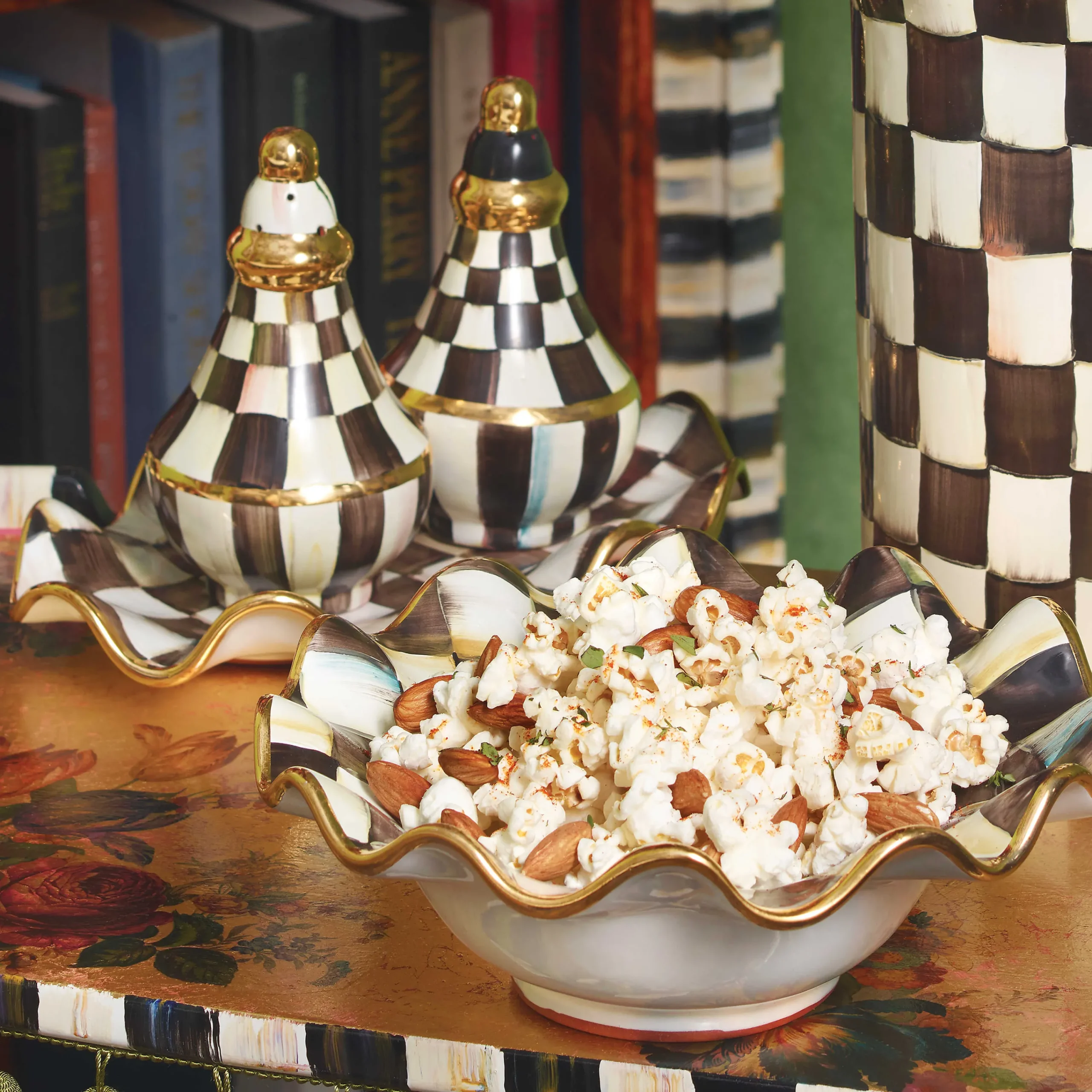 MacKenzie-Childs Courtly Check Ceramic Fluted Breakfast Bowl| Dinnerware & Flatware