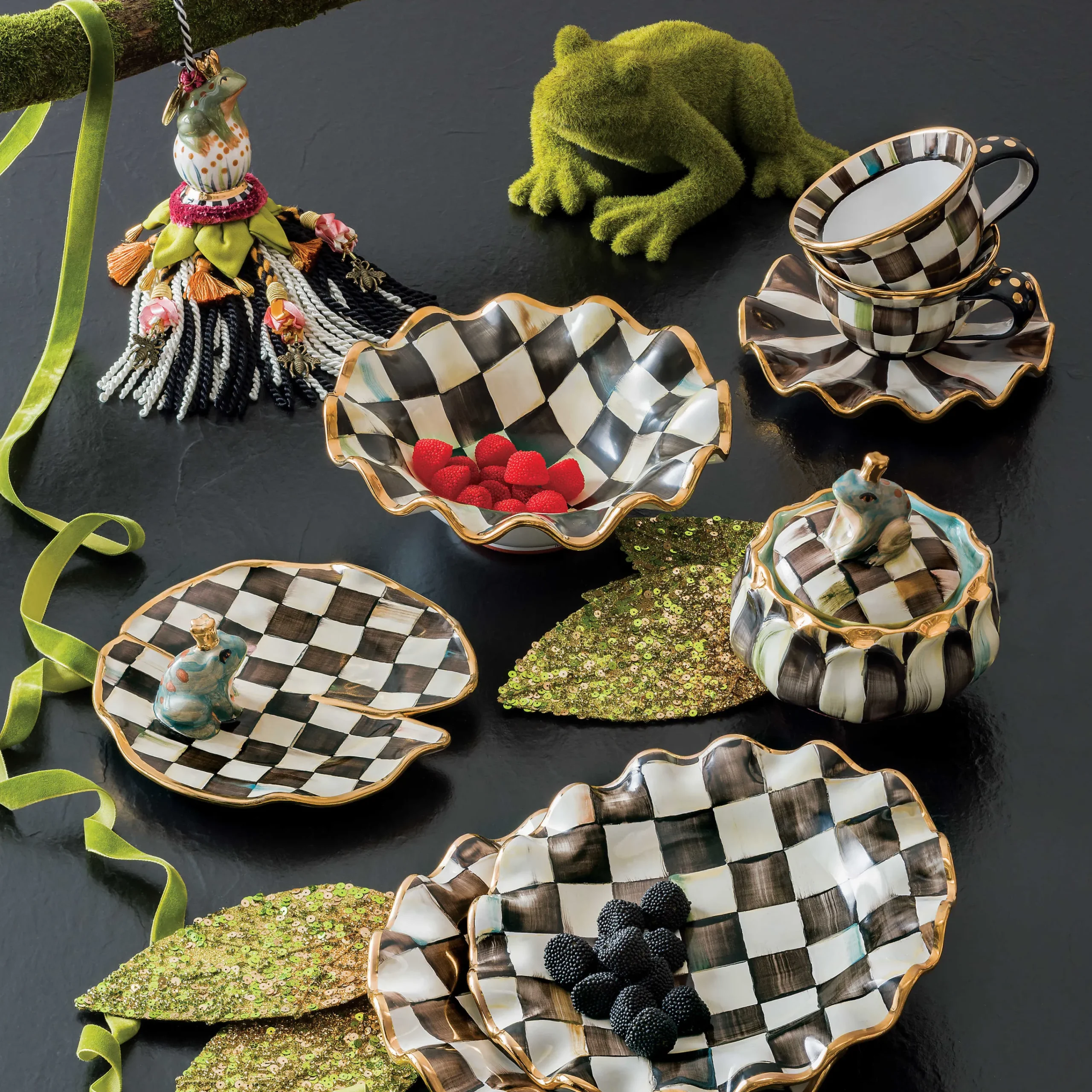 MacKenzie-Childs Courtly Check Ceramic Fluted Breakfast Bowl| Dinnerware & Flatware