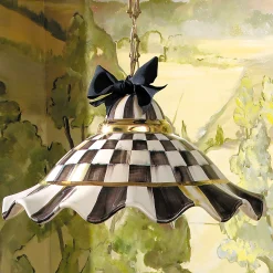MacKenzie-Childs Courtly Check Ceramic Fluted Hanging Lamp| Lighting