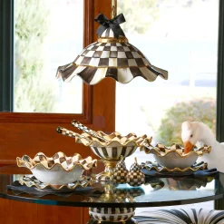 MacKenzie-Childs Courtly Check Ceramic Fluted Hanging Lamp| Lighting