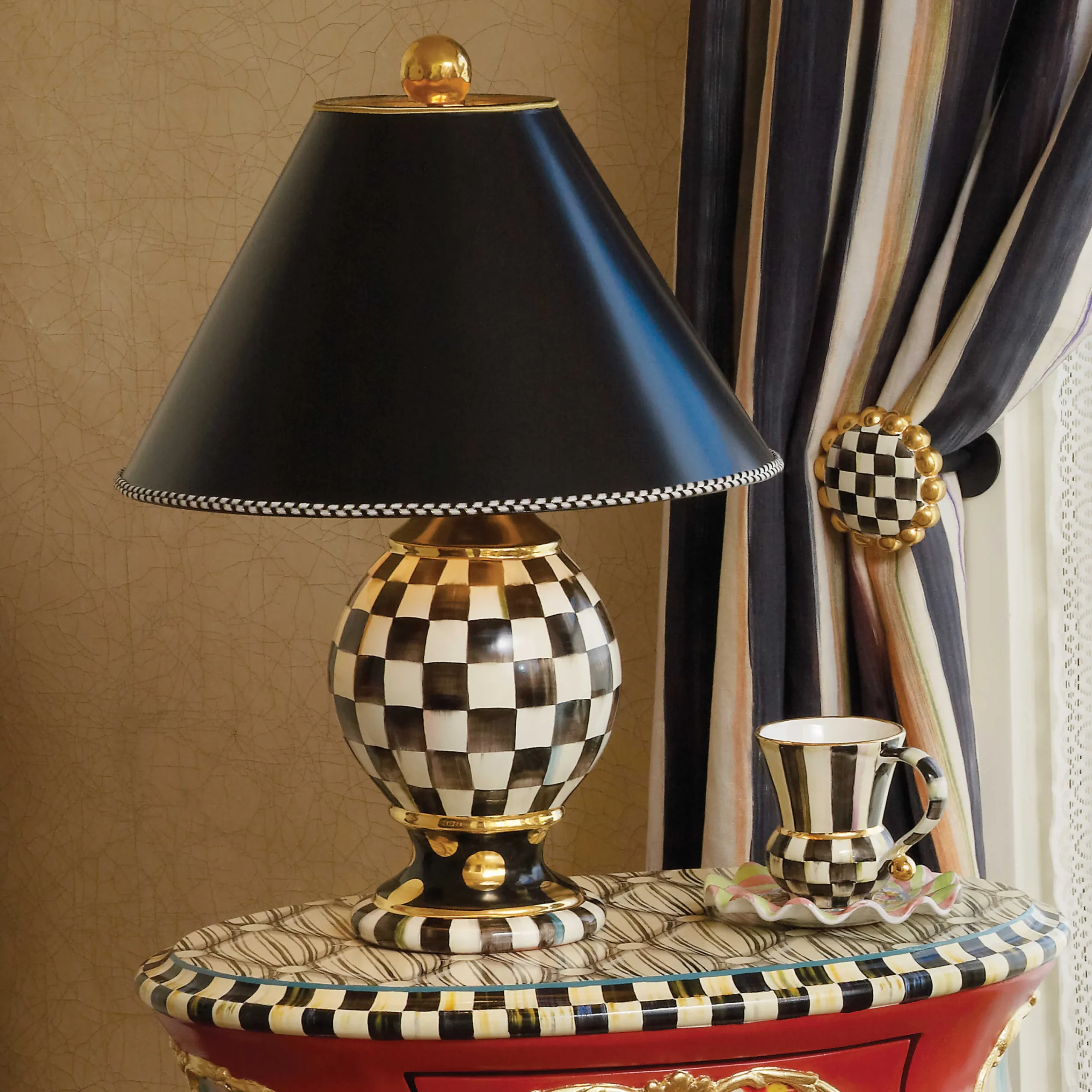MacKenzie-Childs Courtly Check Ceramic Globe Lamp| Room Accents|Lighting