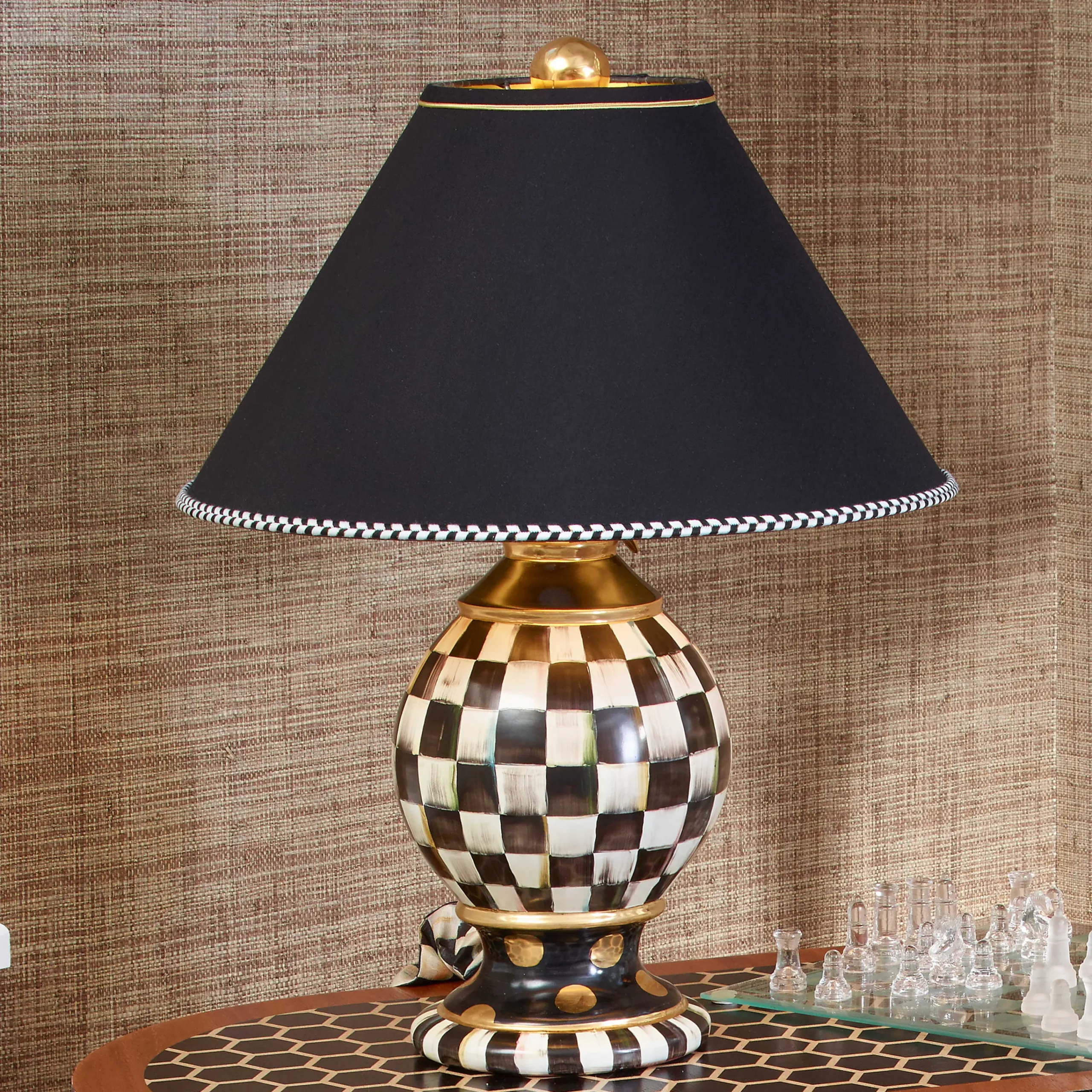 MacKenzie-Childs Courtly Check Ceramic Globe Lamp| Room Accents|Lighting