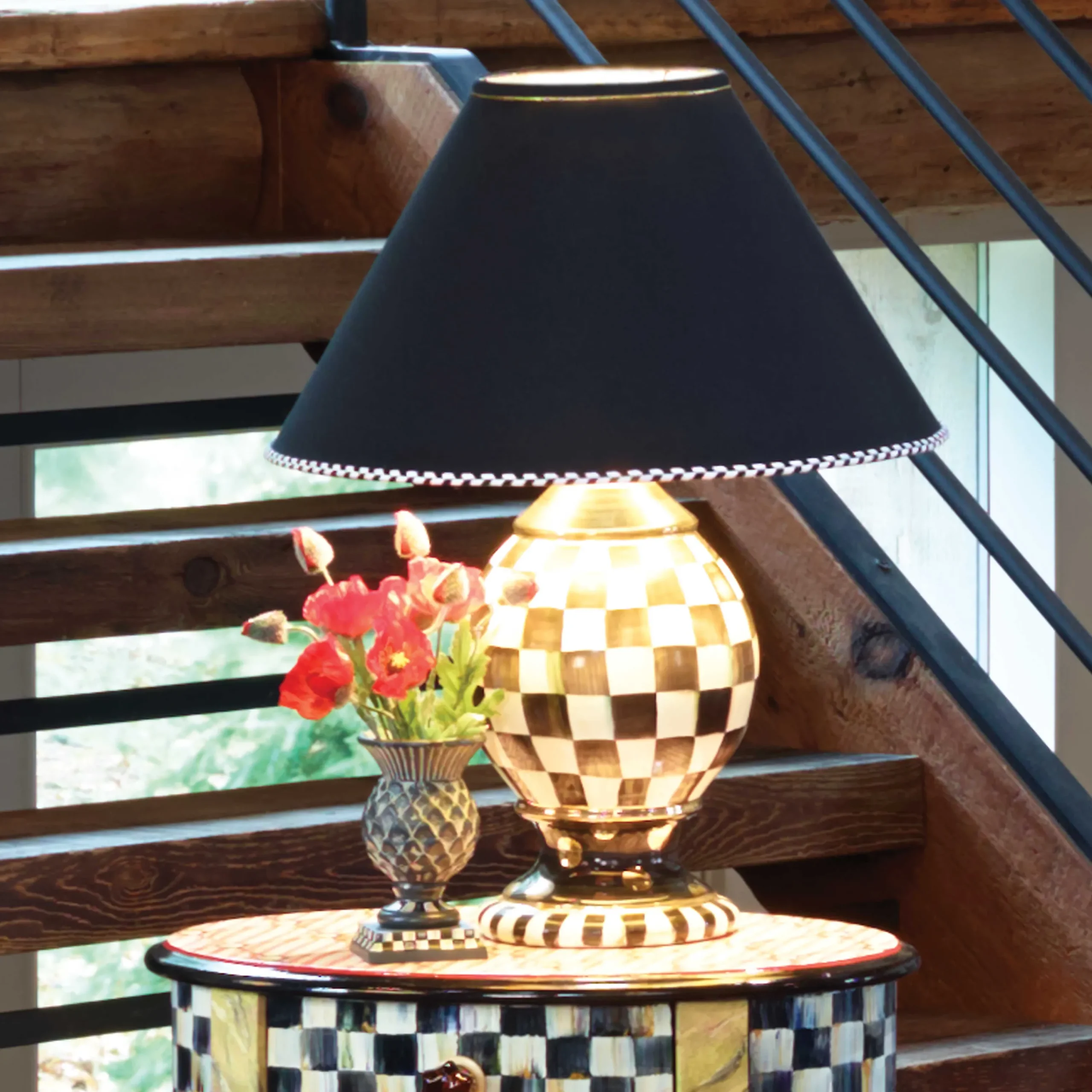 MacKenzie-Childs Courtly Check Ceramic Globe Lamp| Room Accents|Lighting