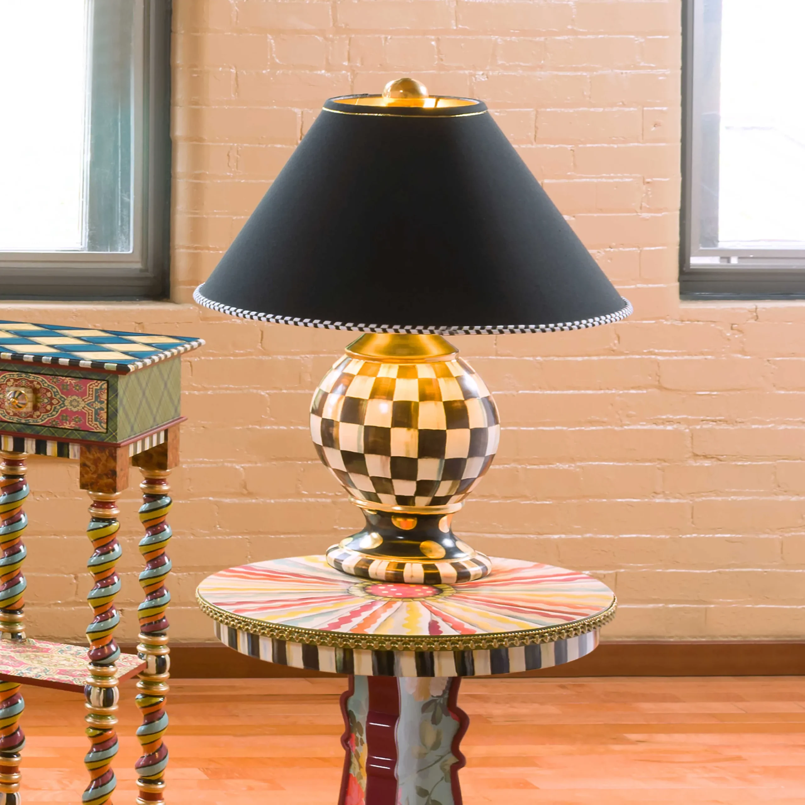 MacKenzie-Childs Courtly Check Ceramic Globe Lamp| Room Accents|Lighting