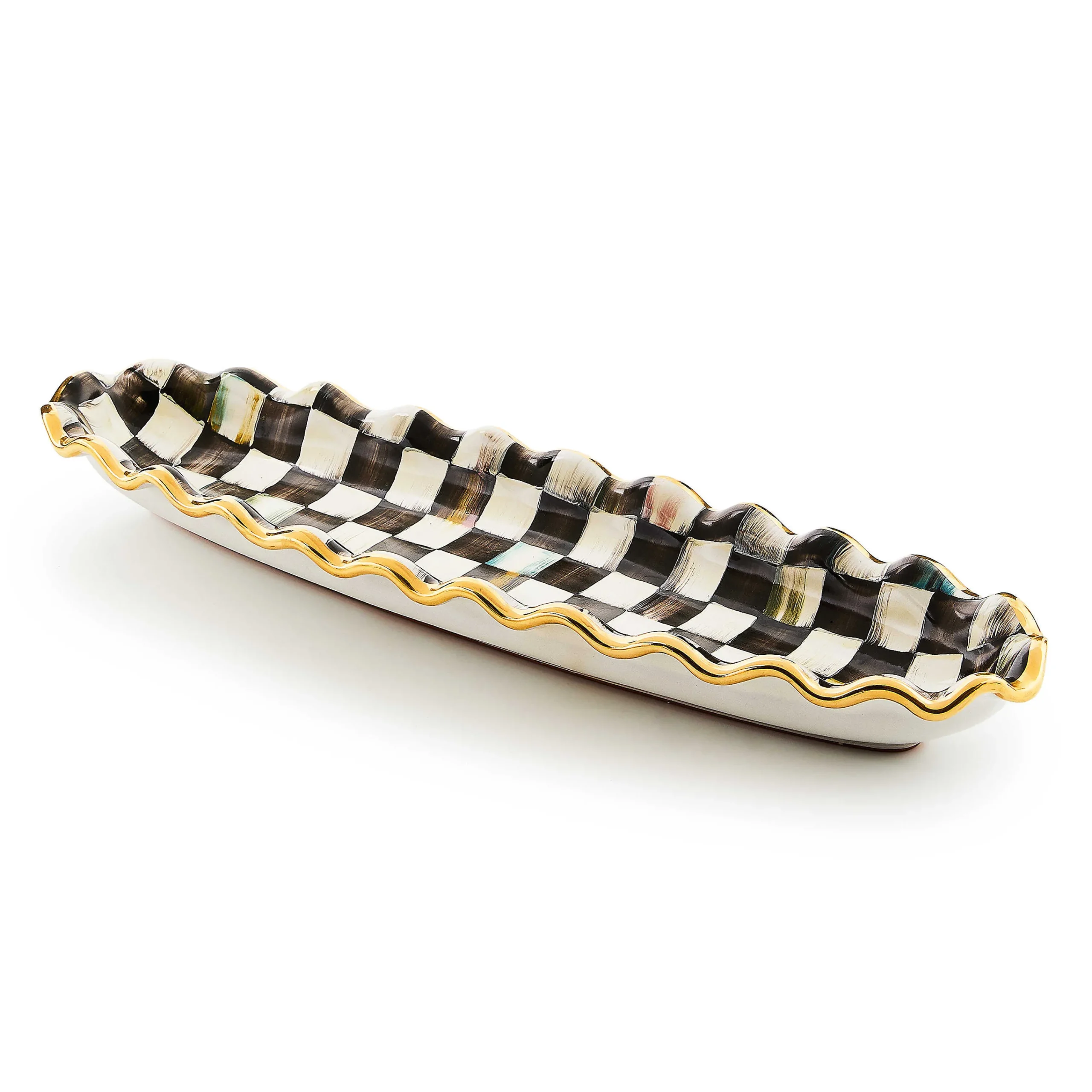 MacKenzie-Childs Courtly Check Ceramic Hors d'Oeuvre Tray| Serveware