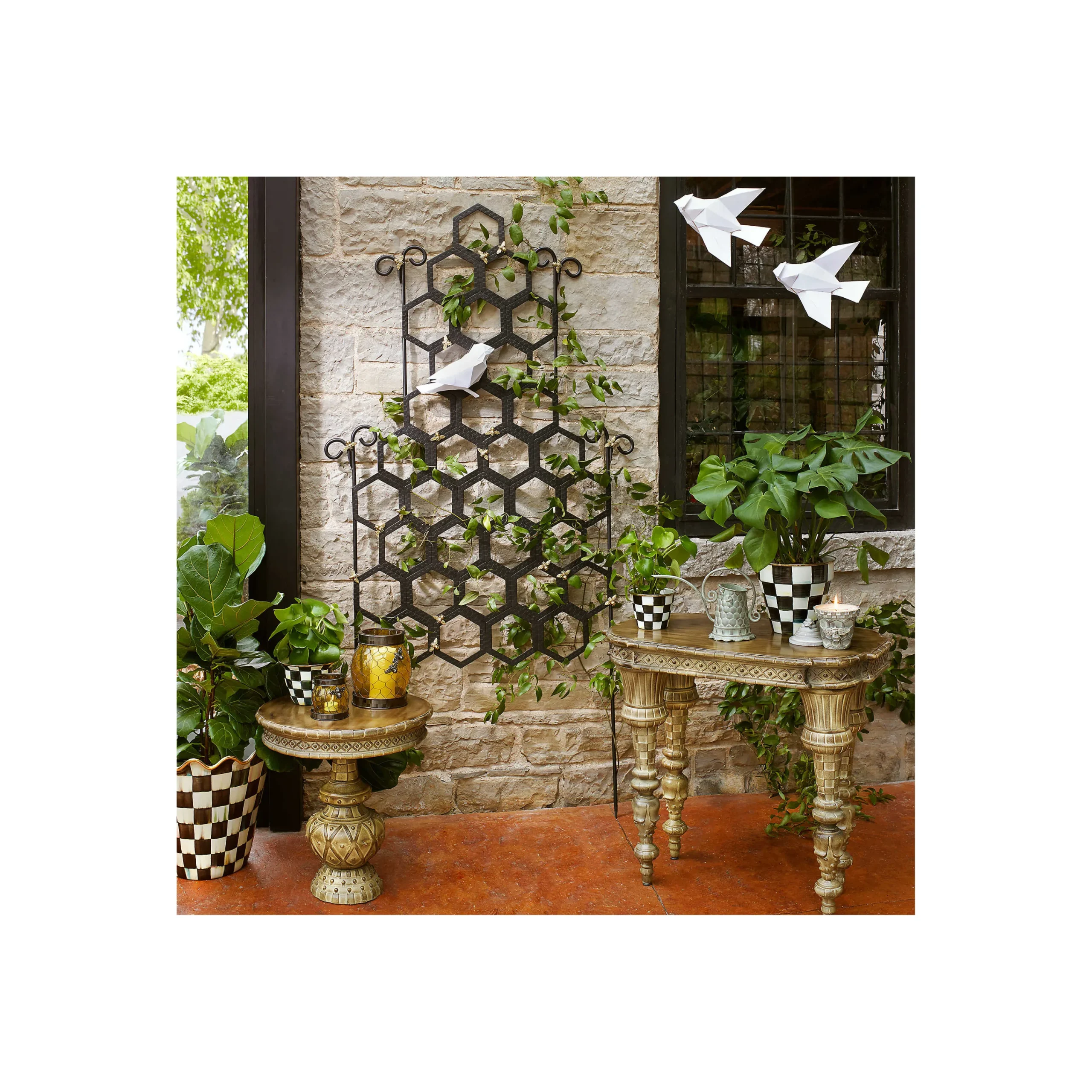 MacKenzie-Childs Courtly Check Ceramic Jumbo Garden Pot| Outdoor