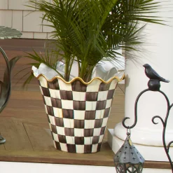 MacKenzie-Childs Courtly Check Ceramic Jumbo Garden Pot| Outdoor