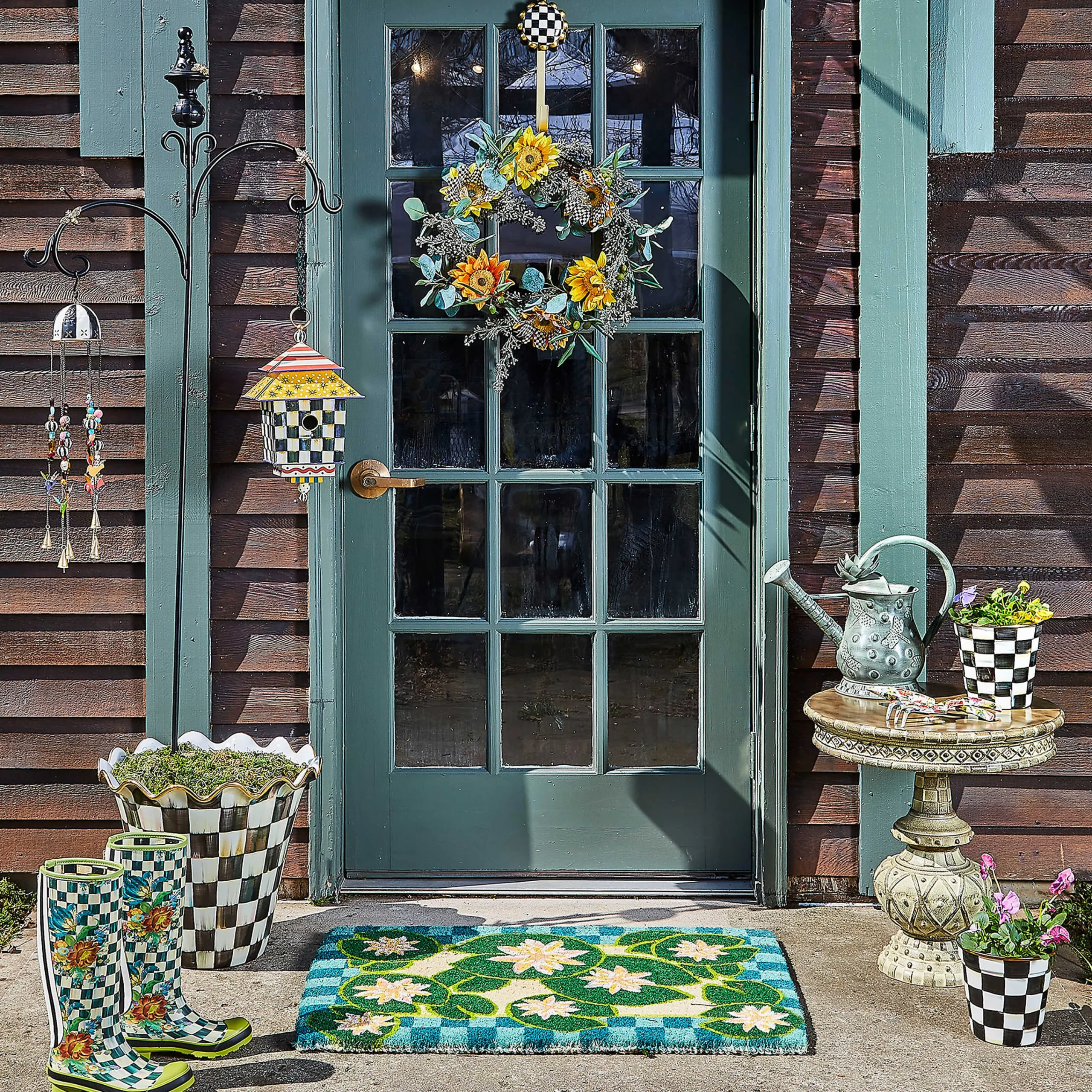MacKenzie-Childs Courtly Check Ceramic Jumbo Garden Pot| Outdoor