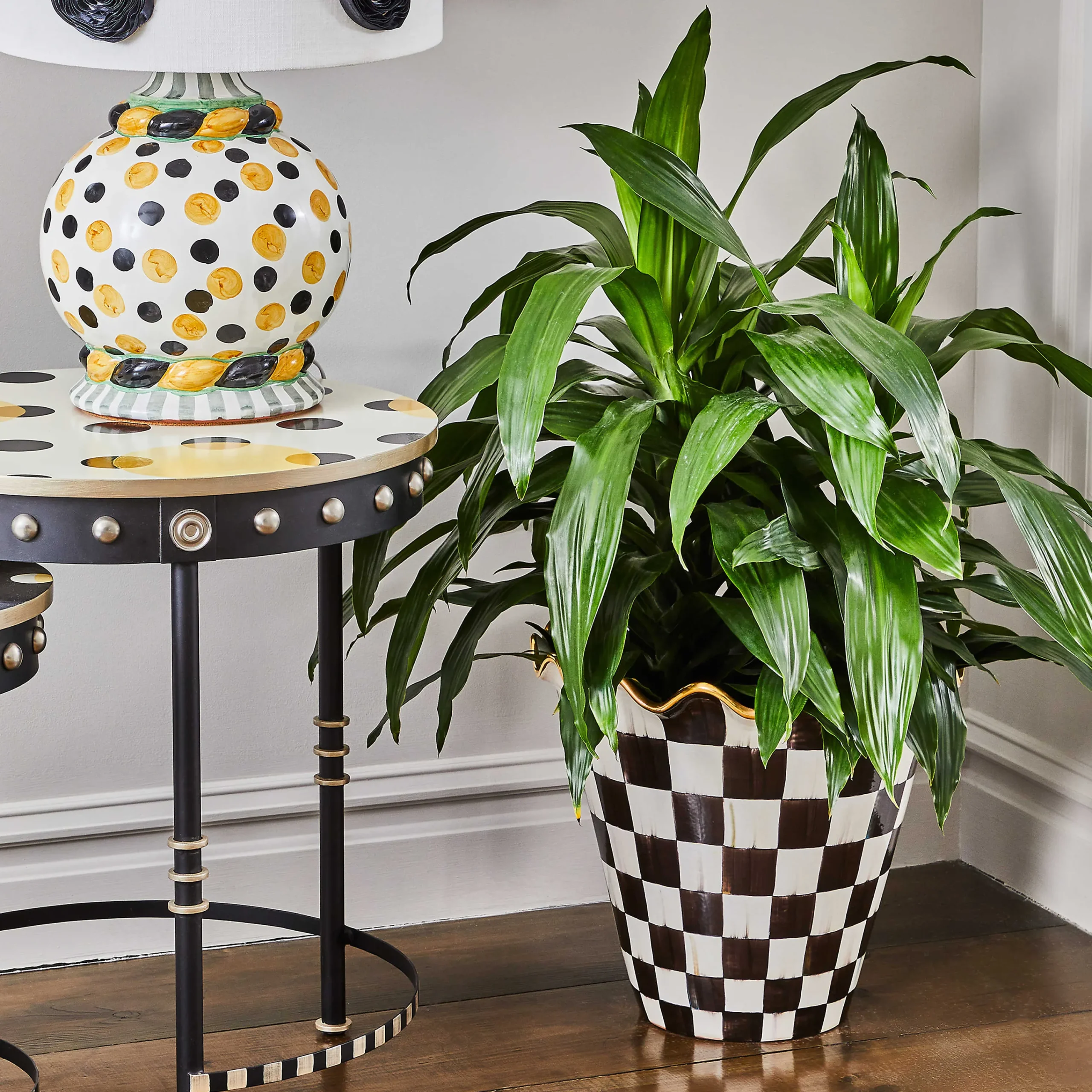 MacKenzie-Childs Courtly Check Ceramic Jumbo Garden Pot| Outdoor