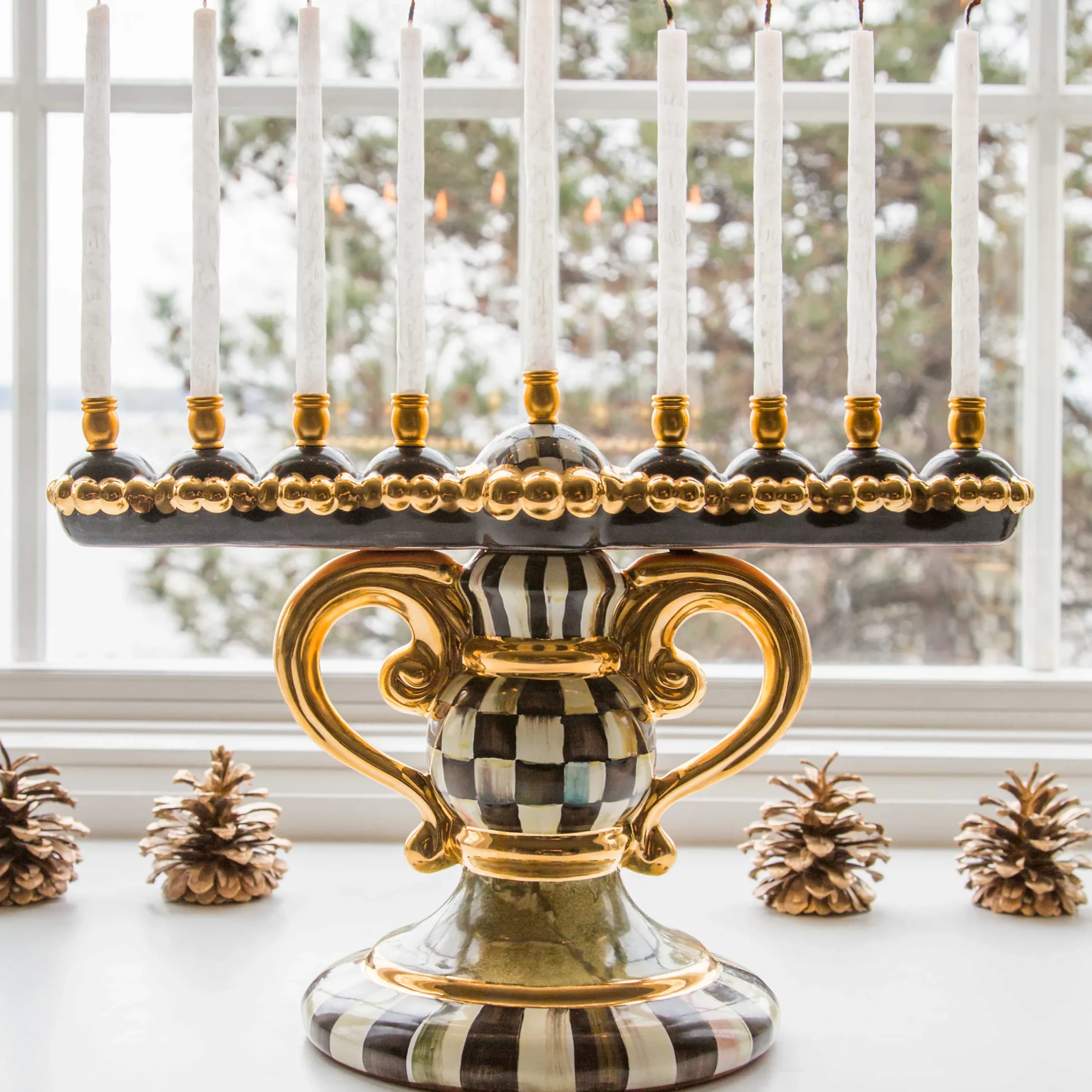 MacKenzie-Childs Courtly Check Ceramic Menorah| Holiday