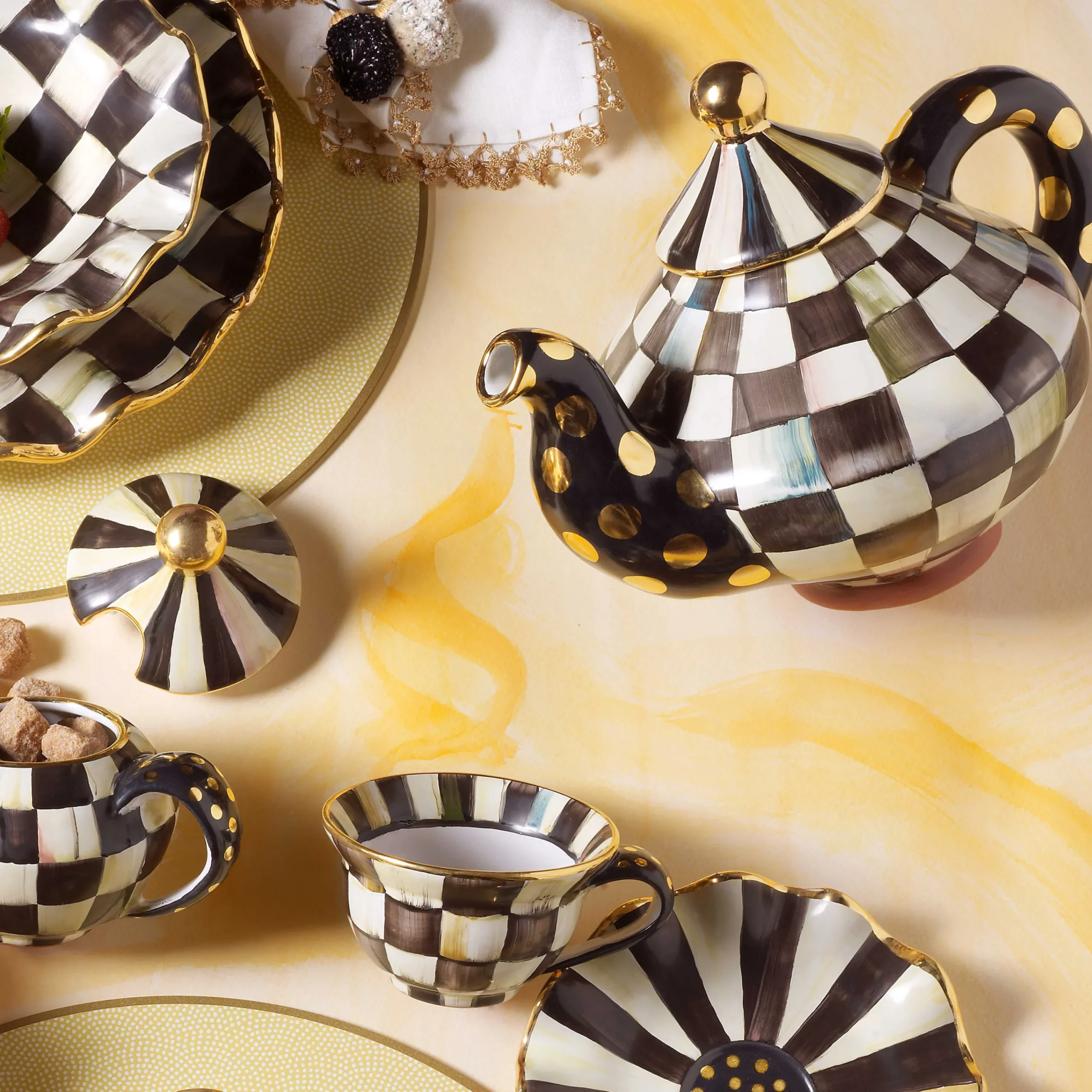 MacKenzie-Childs Courtly Check Ceramic Teapot| Serveware|Tea Kettles