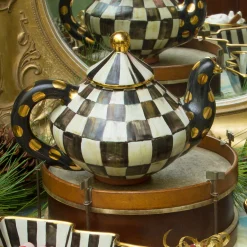 MacKenzie-Childs Courtly Check Ceramic Teapot| Serveware|Tea Kettles