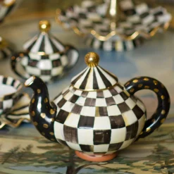 MacKenzie-Childs Courtly Check Ceramic Teapot| Serveware|Tea Kettles