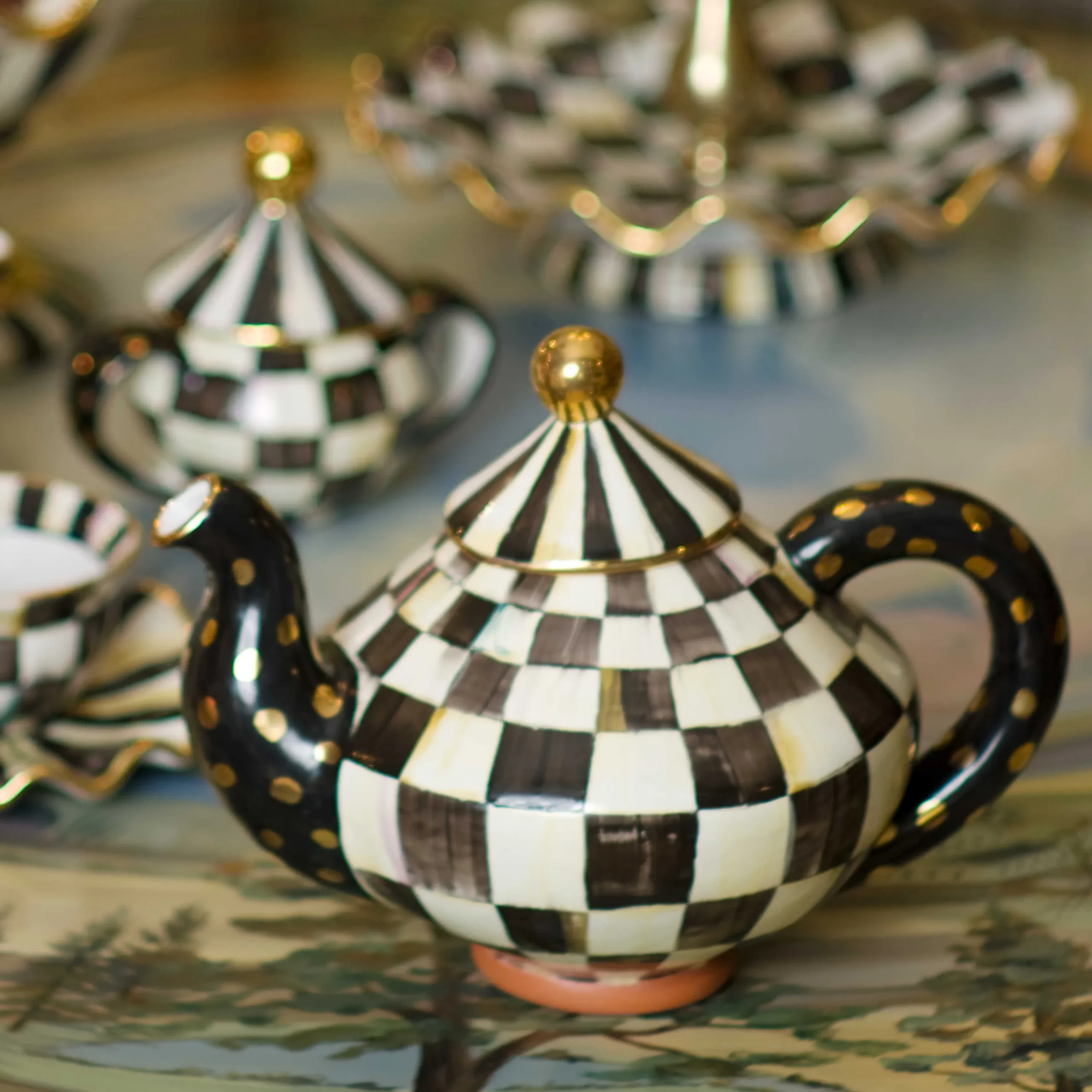 MacKenzie-Childs Courtly Check Ceramic Teapot| Serveware|Tea Kettles