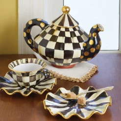 MacKenzie-Childs Courtly Check Ceramic Teapot| Serveware|Tea Kettles