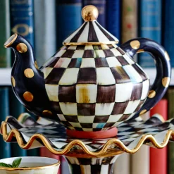 MacKenzie-Childs Courtly Check Ceramic Teapot| Serveware|Tea Kettles