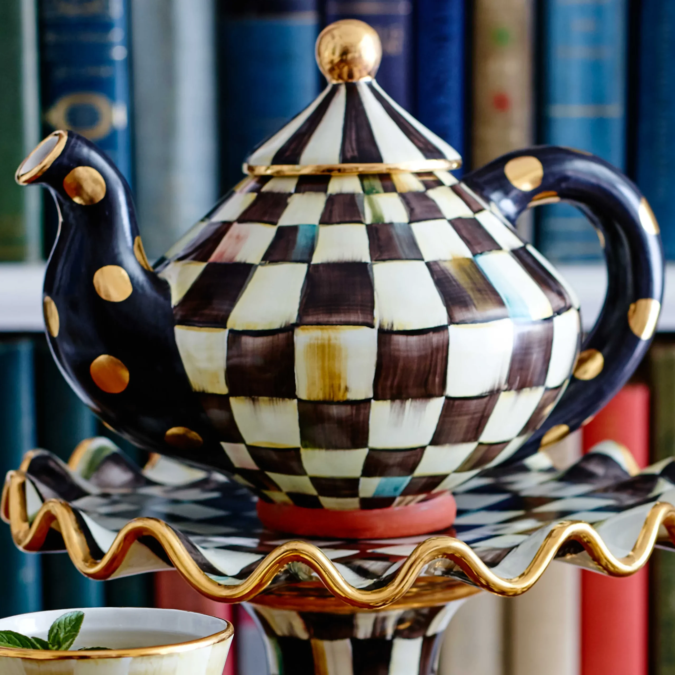 MacKenzie-Childs Courtly Check Ceramic Teapot| Serveware|Tea Kettles