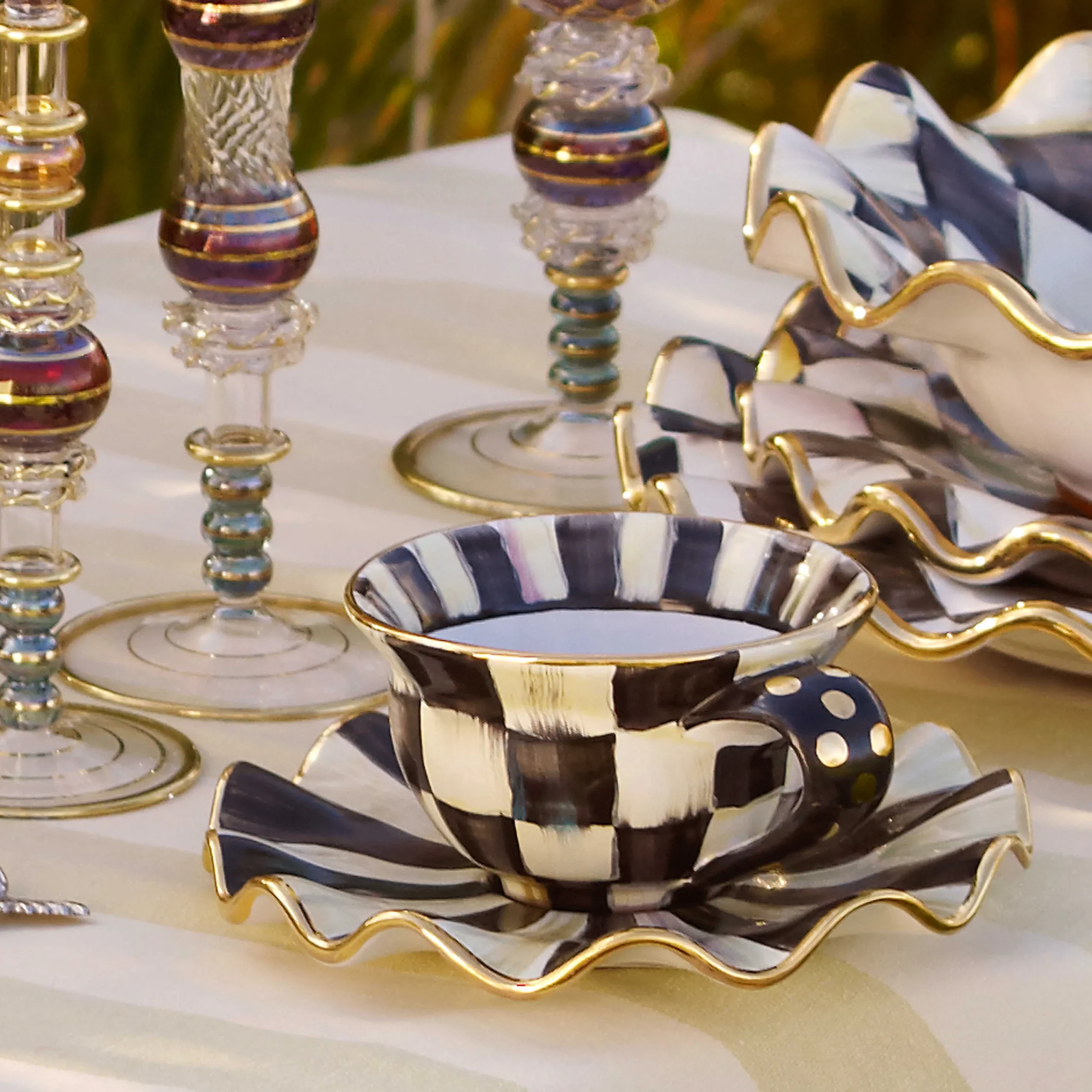 MacKenzie-Childs Courtly Check Ceramic Teacup| Dinnerware & Flatware