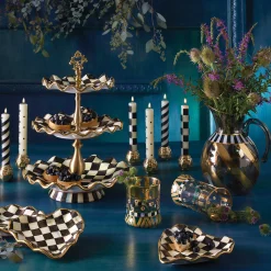 MacKenzie-Childs Courtly Check Ceramic Three Tier Sweet Stand| Bar Entertaining|Serveware