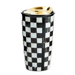 MacKenzie-Childs Courtly Check Ceramic Travel Cup| Accessories|The Coffee Shop