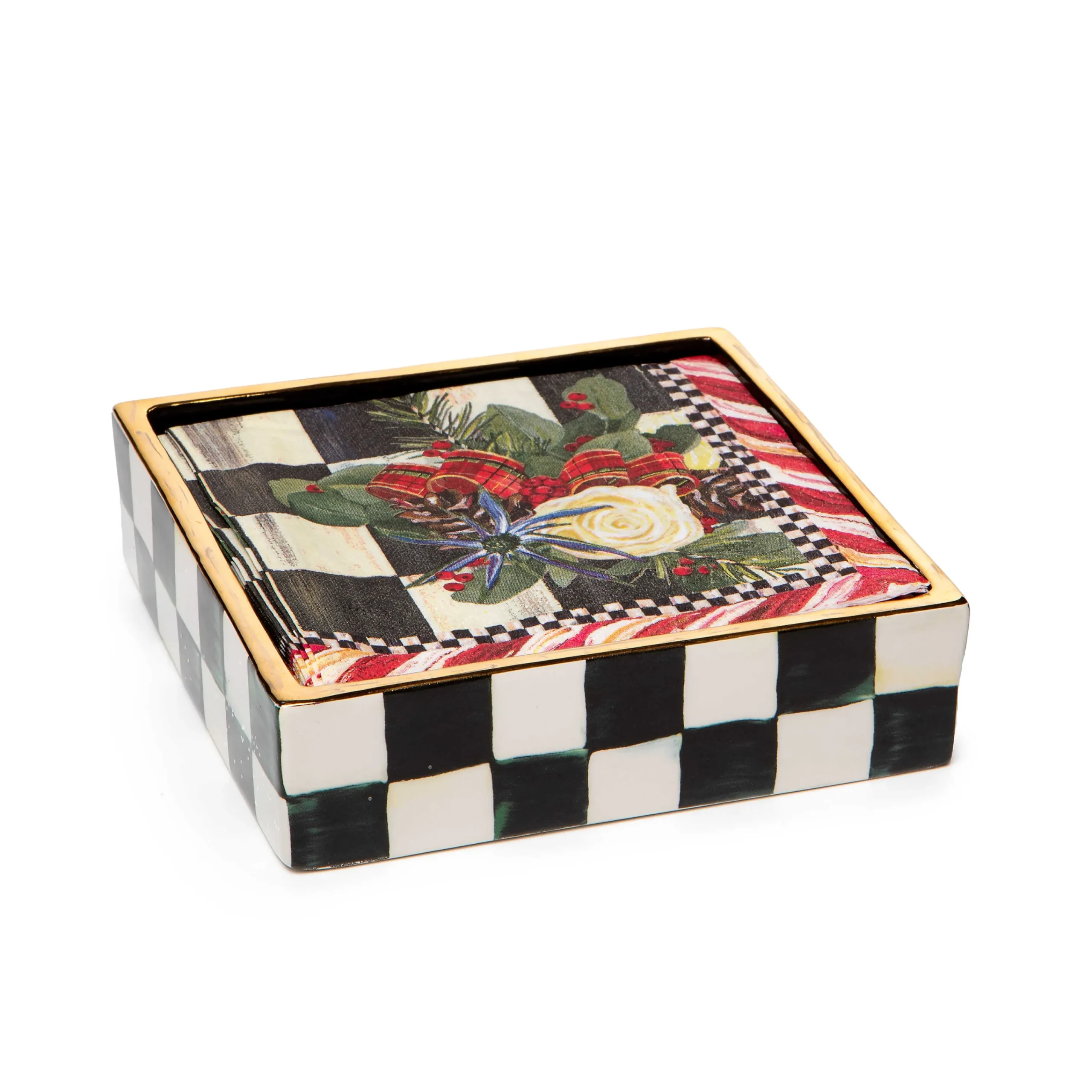 MacKenzie-Childs Courtly Check Cocktail Napkin Holder| Bar Entertaining|Serveware
