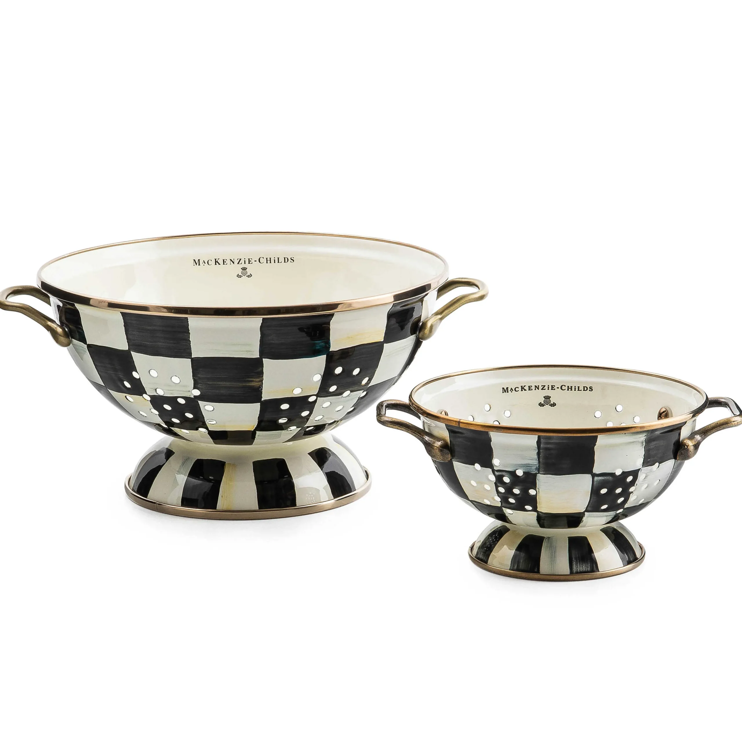 MacKenzie-Childs Courtly Check Colanders, Set of 2| Kitchen & Dining Sets|Kitchen Utensils & Tools