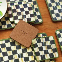 MacKenzie-Childs Courtly Check Cork Back Coasters, Set of 4| Table Accessories|Kitchen & Table Linens