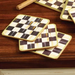 MacKenzie-Childs Courtly Check Cork Back Coasters, Set of 4| Table Accessories|Kitchen & Table Linens