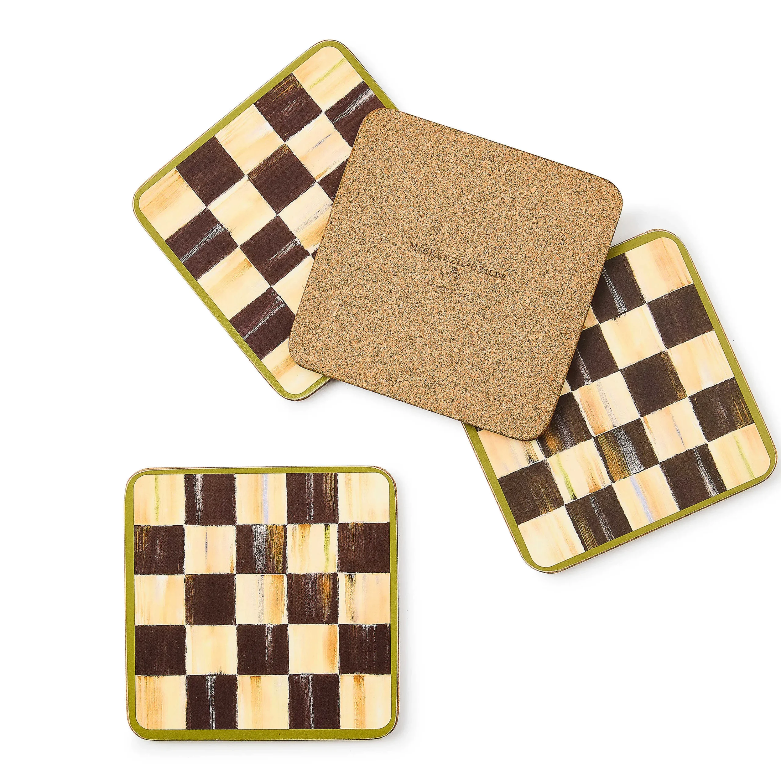MacKenzie-Childs Courtly Check Cork Back Coasters, Set of 4| Table Accessories|Kitchen & Table Linens