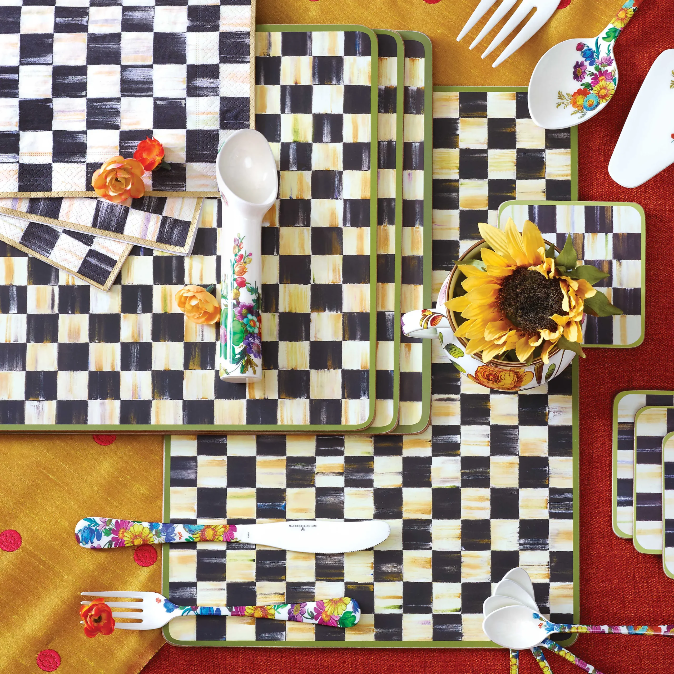 MacKenzie-Childs Courtly Check Cork Back Placemats, Set of 4| Table Accessories|Kitchen & Table Linens