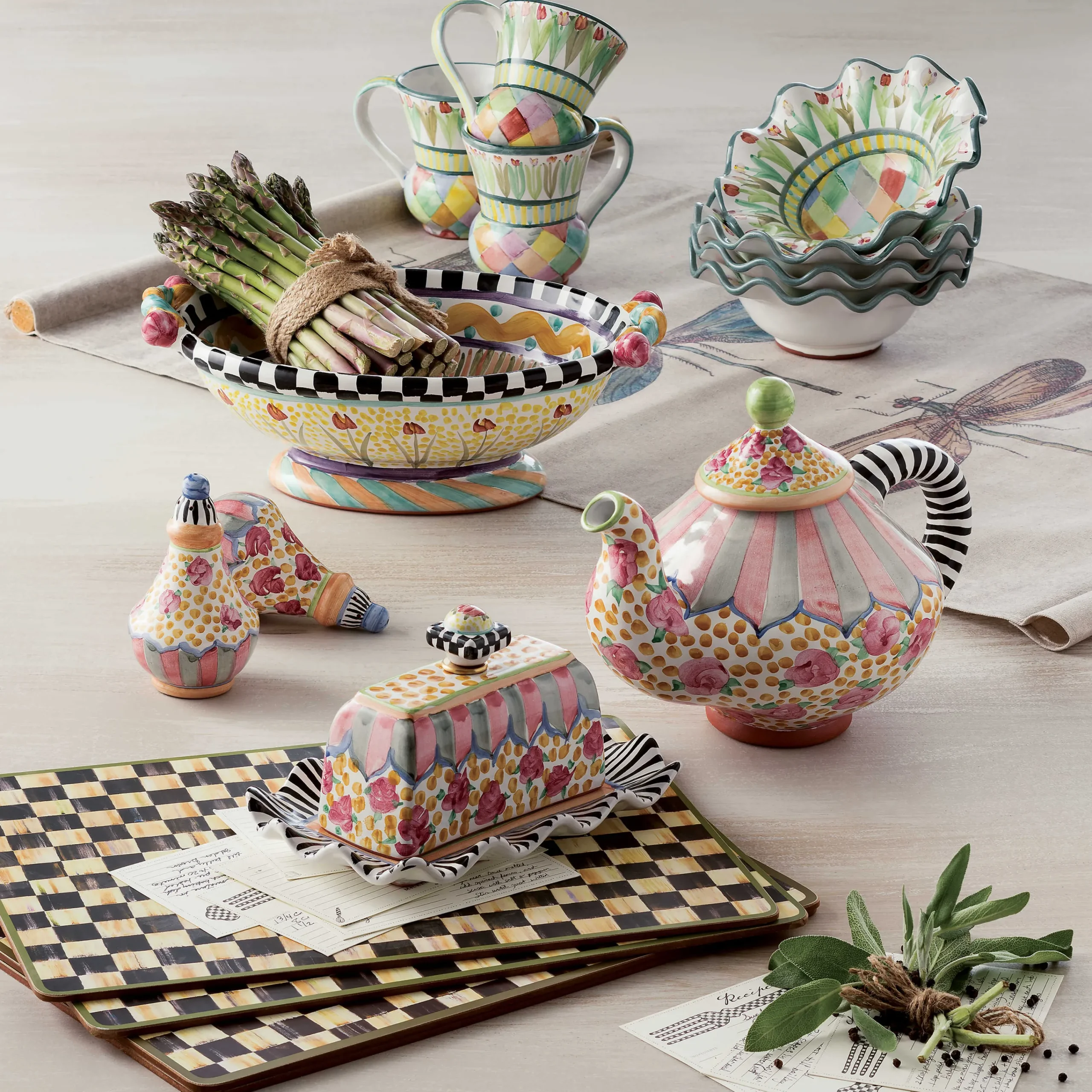 MacKenzie-Childs Courtly Check Cork Back Placemats, Set of 4| Table Accessories|Kitchen & Table Linens