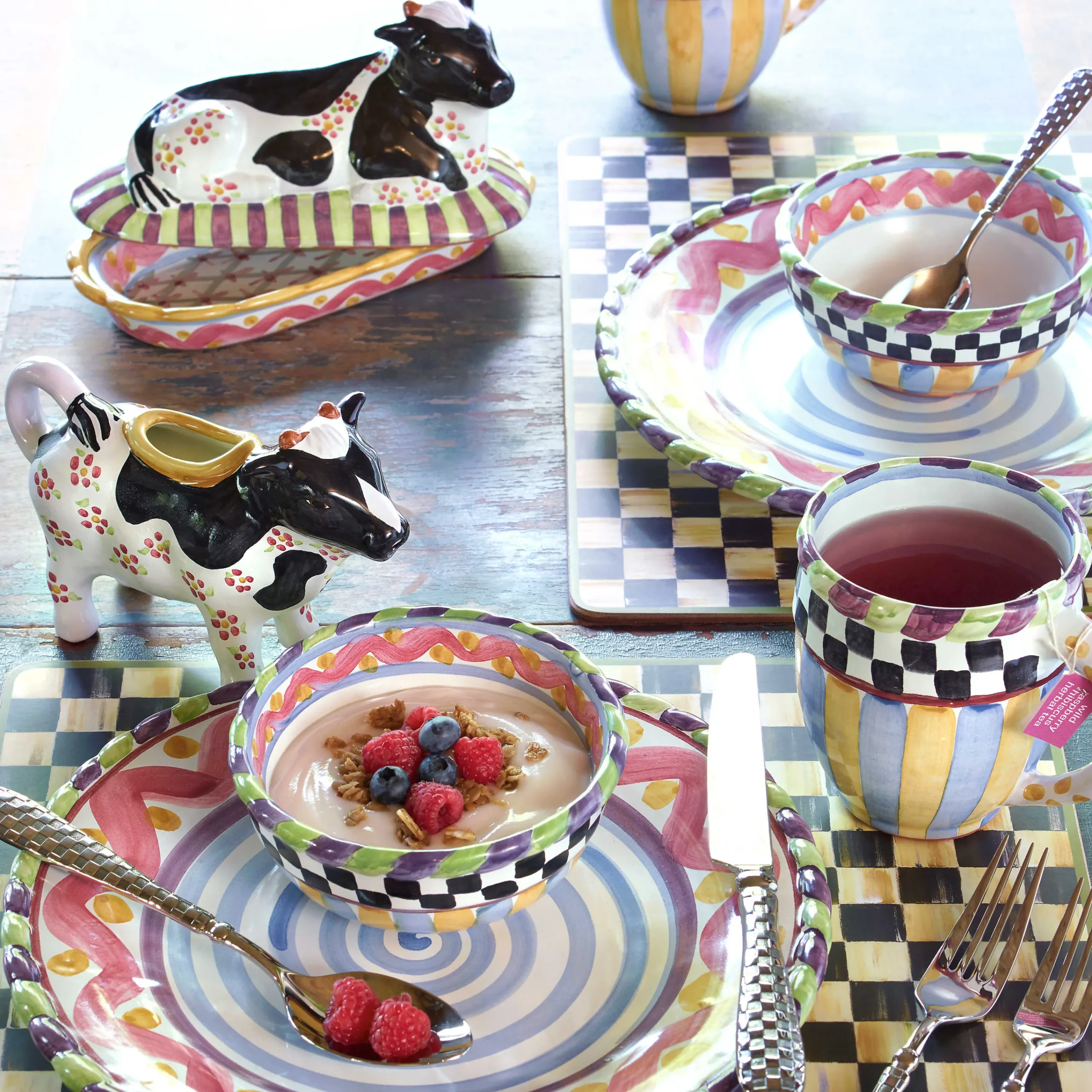 MacKenzie-Childs Courtly Check Cork Back Placemats, Set of 4| Table Accessories|Kitchen & Table Linens
