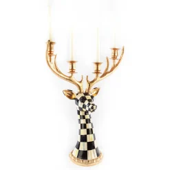 MacKenzie-Childs Courtly Check Deer Head Candelabra| Holiday|Candles & Fragrances