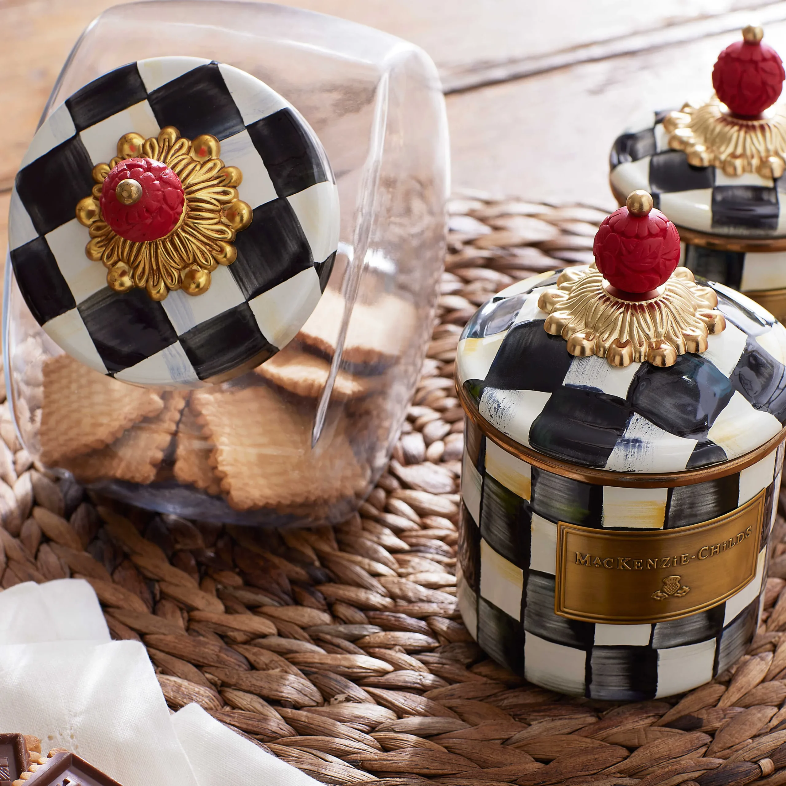 MacKenzie-Childs Courtly Check Demi Canister| Room Accents|Kitchen Storage & Organization