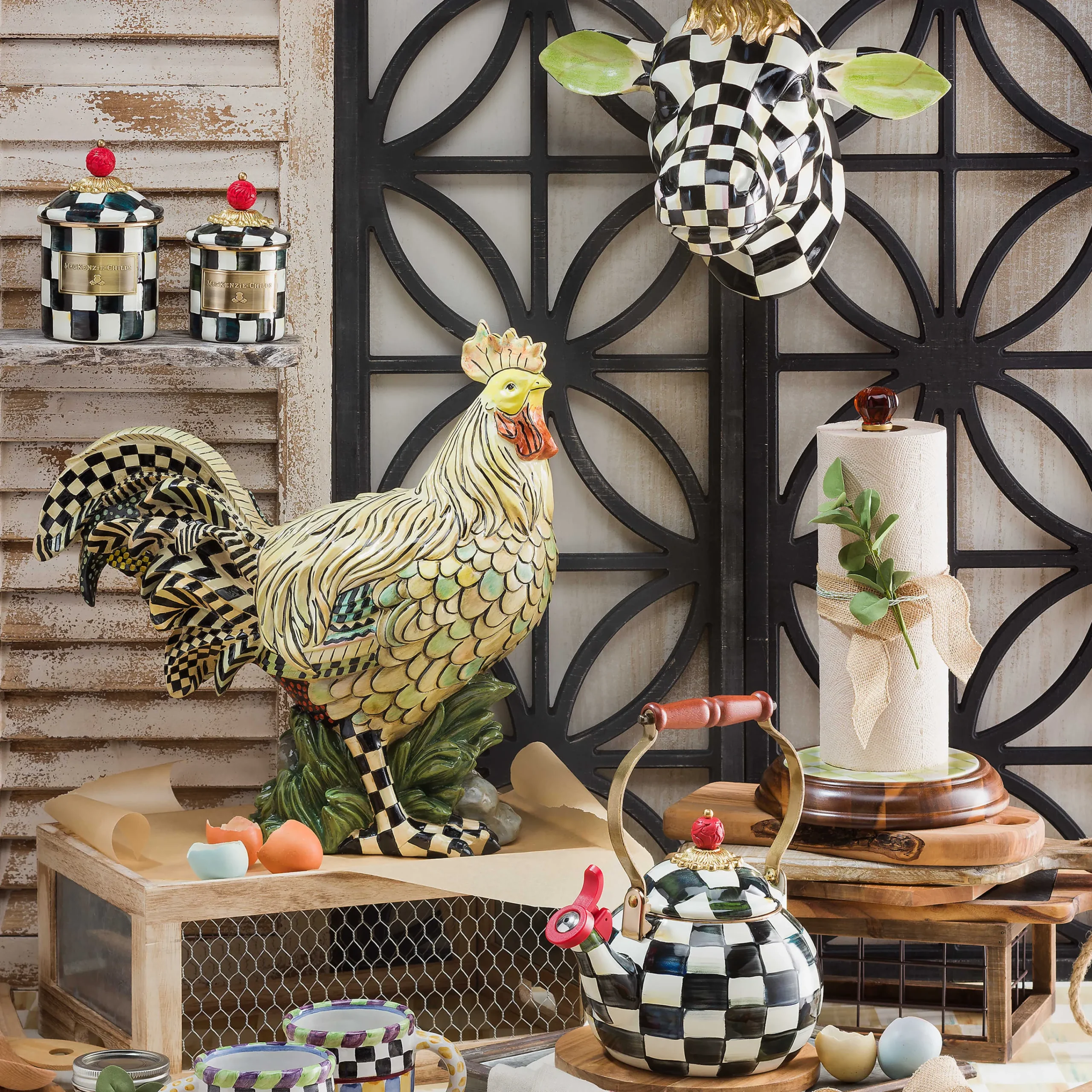 MacKenzie-Childs Courtly Check Demi Canister| Room Accents|Kitchen Storage & Organization