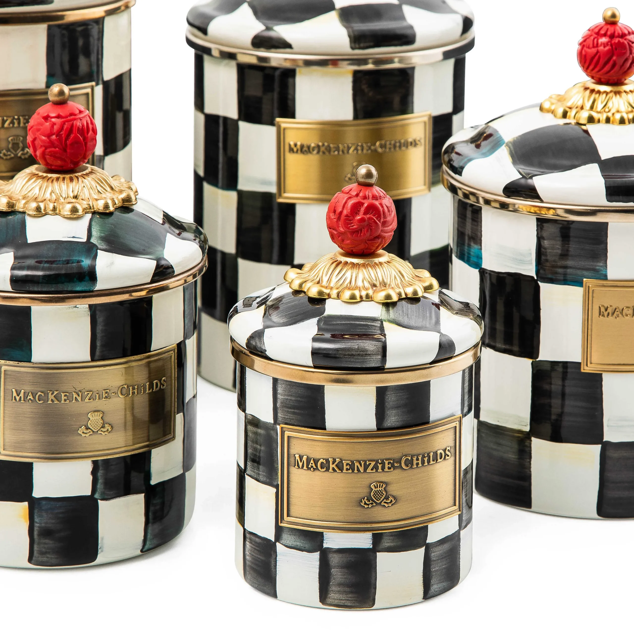 MacKenzie-Childs Courtly Check Demi Canister| Room Accents|Kitchen Storage & Organization