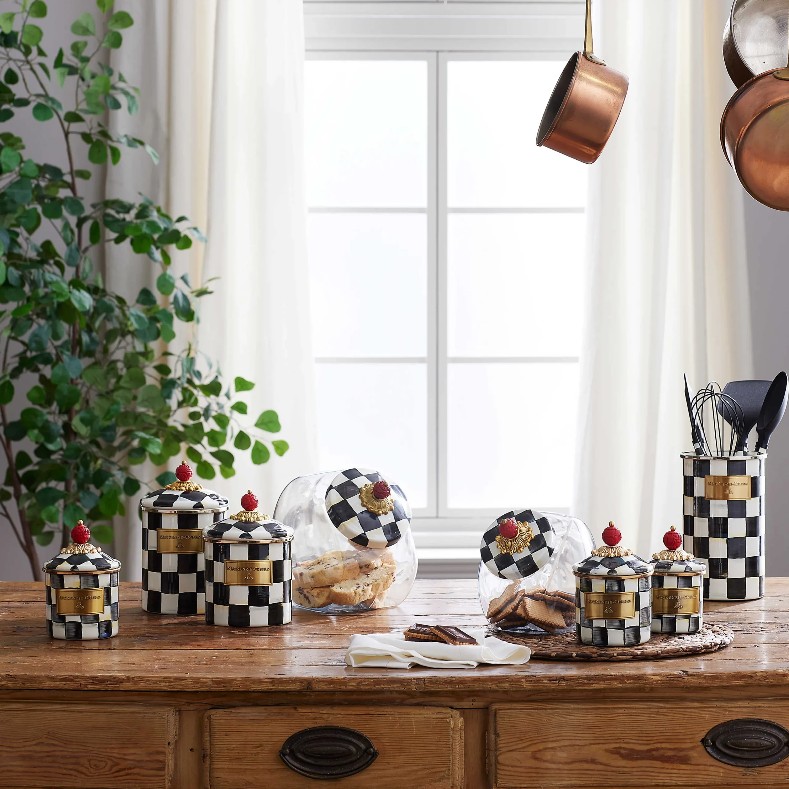 MacKenzie-Childs Courtly Check Demi Canister| Room Accents|Kitchen Storage & Organization