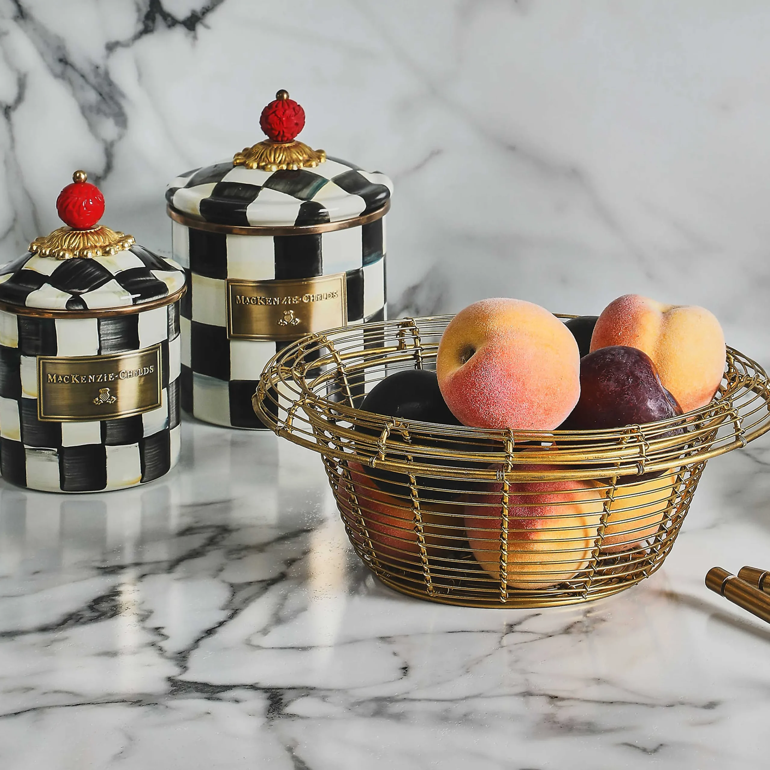 MacKenzie-Childs Courtly Check Demi Canister| Room Accents|Kitchen Storage & Organization
