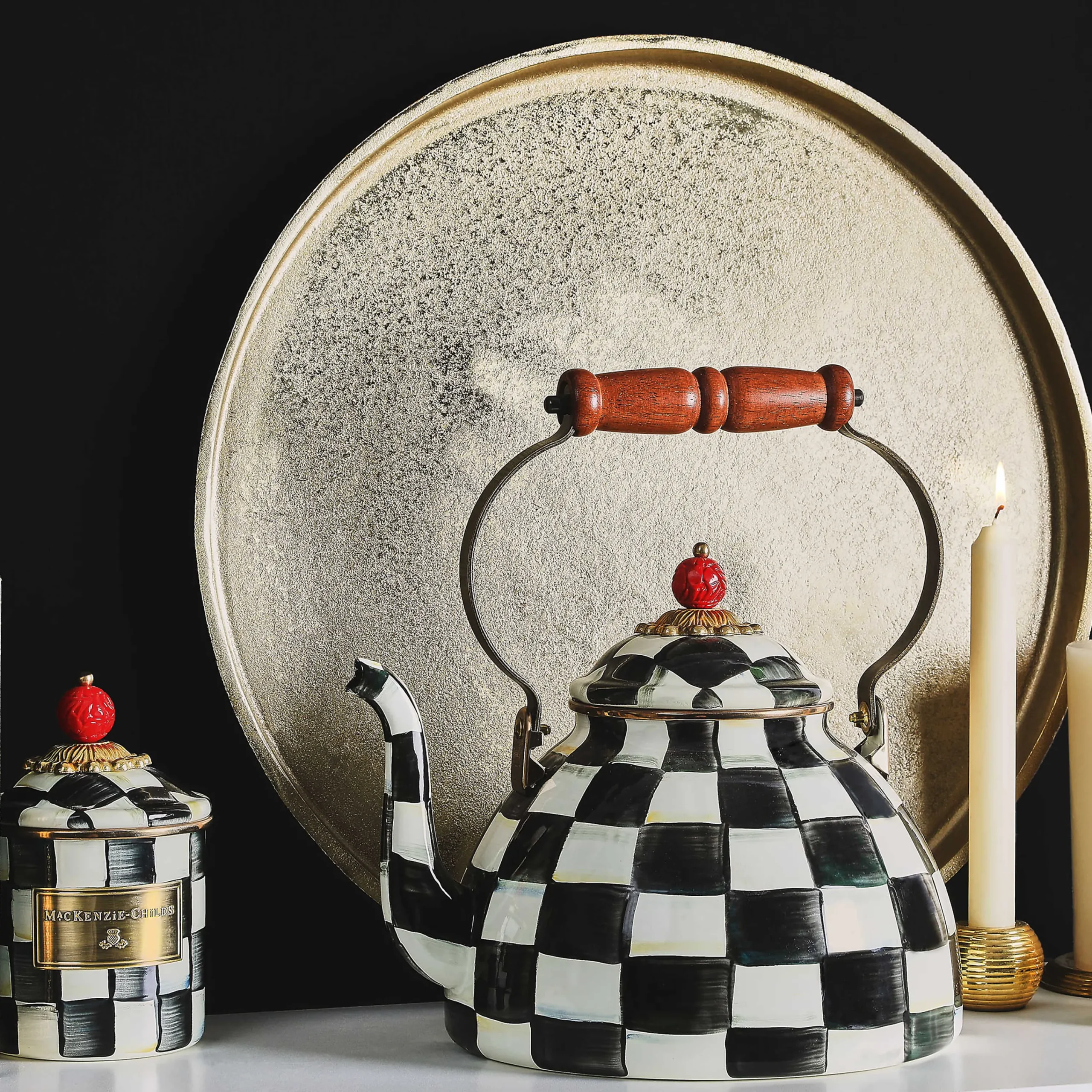 MacKenzie-Childs Courtly Check Demi Canister| Room Accents|Kitchen Storage & Organization