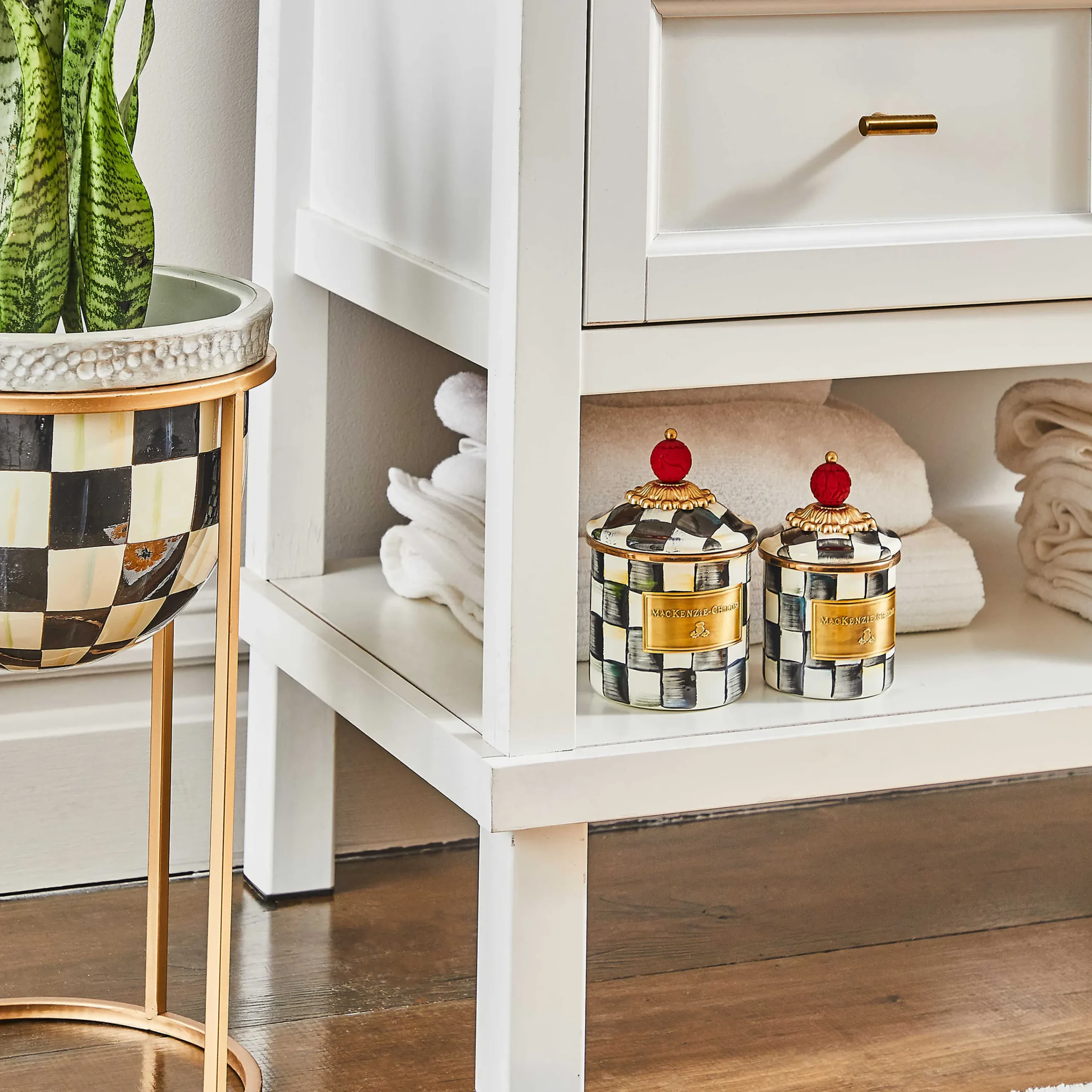 MacKenzie-Childs Courtly Check Demi Canister| Room Accents|Kitchen Storage & Organization