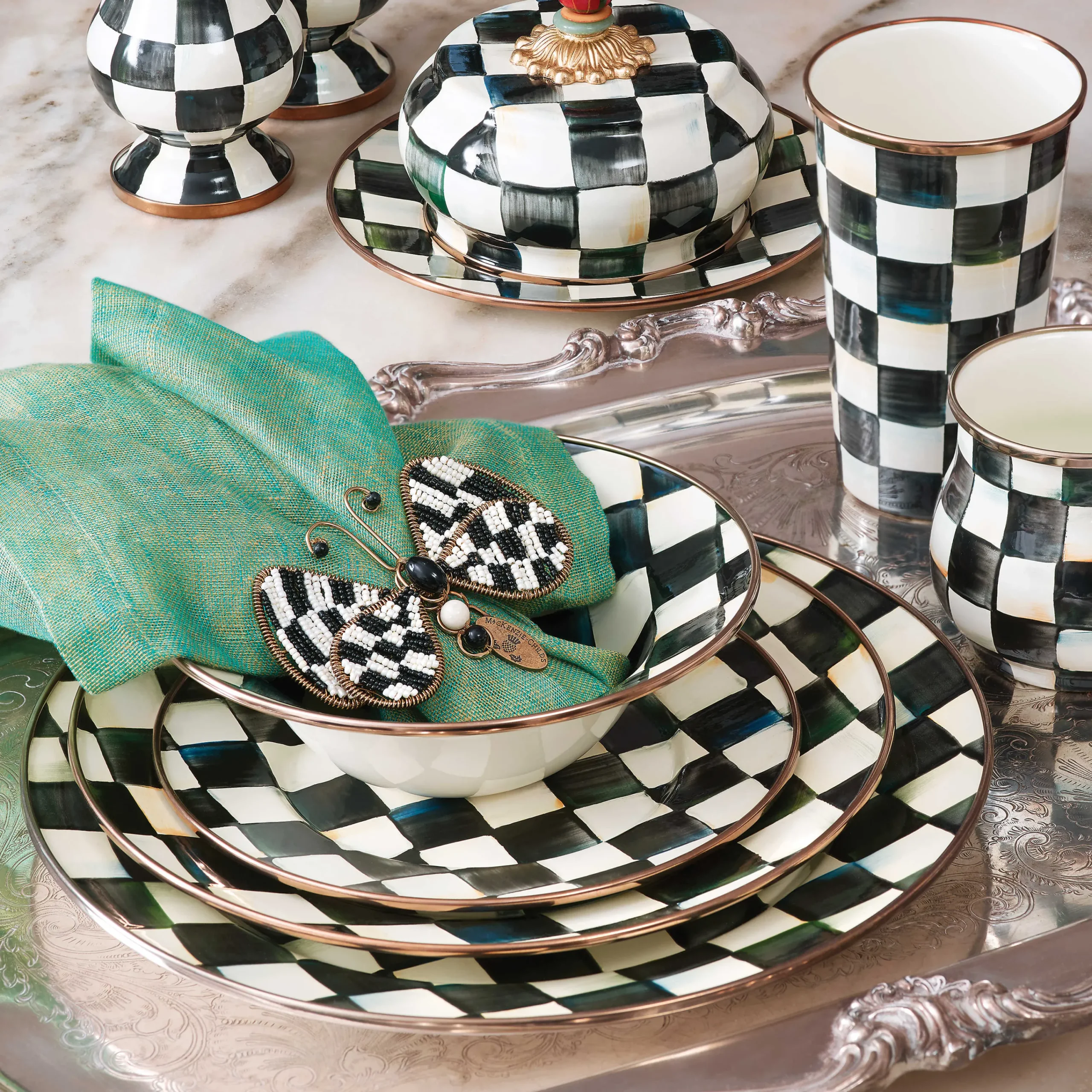 MacKenzie-Childs Courtly Check Dinner Plate| Dinnerware & Flatware