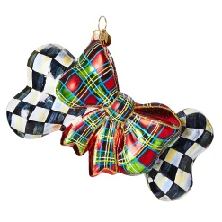 MacKenzie-Childs Courtly Check Dog Bone Glass Ornament| Holiday