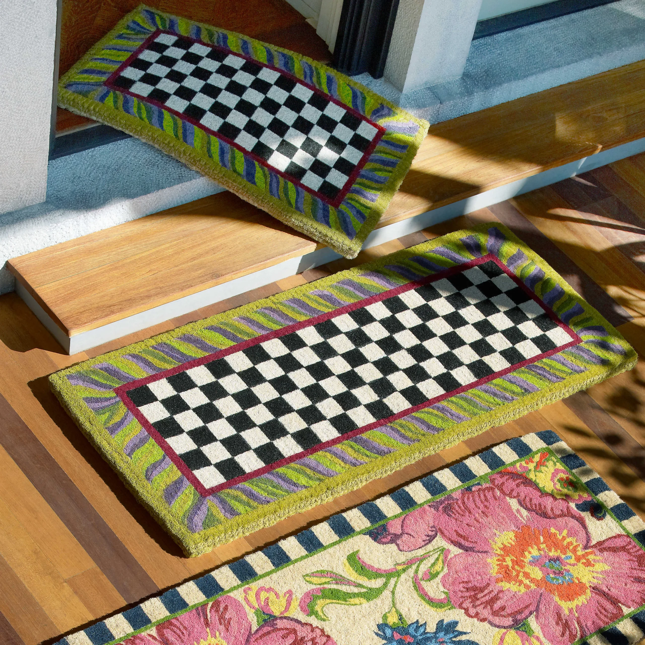 MacKenzie-Childs Courtly Check Double Door Entrance Mat| Outdoor|Rugs