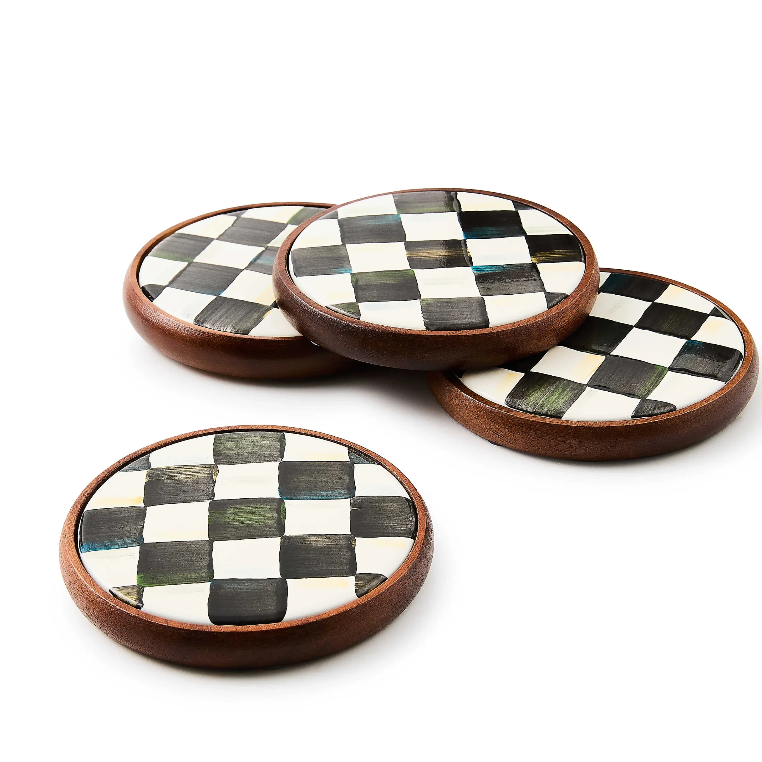 MacKenzie-Childs Courtly Check Enamel Coasters, Set of 4| Table Accessories|Kitchen & Table Linens