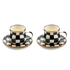 MacKenzie-Childs Courtly Check Espresso Cup Saucer Set| The Coffee Shop|Dinnerware & Flatware