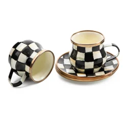 MacKenzie-Childs Courtly Check Espresso Cup  Saucer Set| The Coffee Shop|Dinnerware & Flatware