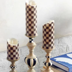 MacKenzie-Childs Courtly Check Flicker 5 Pillar Candle| Candles & Fragrances|Table Accessories