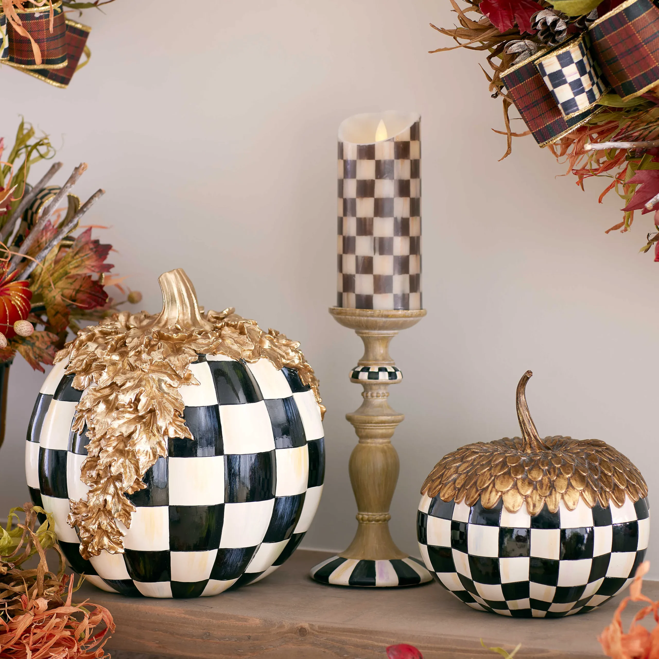 MacKenzie-Childs Courtly Check Flicker 5 Pillar Candle| Candles & Fragrances|Table Accessories